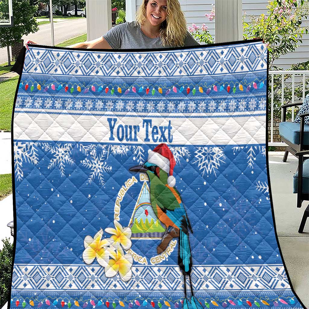 Personalized Nicaragua Christmas Quilt Turquoise-Browed Motmot With Coat Of Arms - Wonder Print Shop