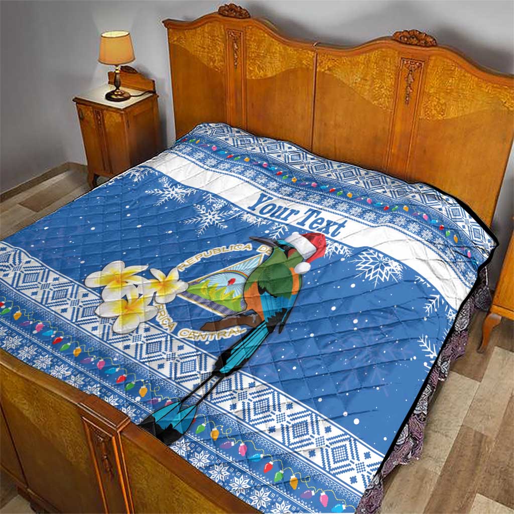 Personalized Nicaragua Christmas Quilt Turquoise-Browed Motmot With Coat Of Arms - Wonder Print Shop
