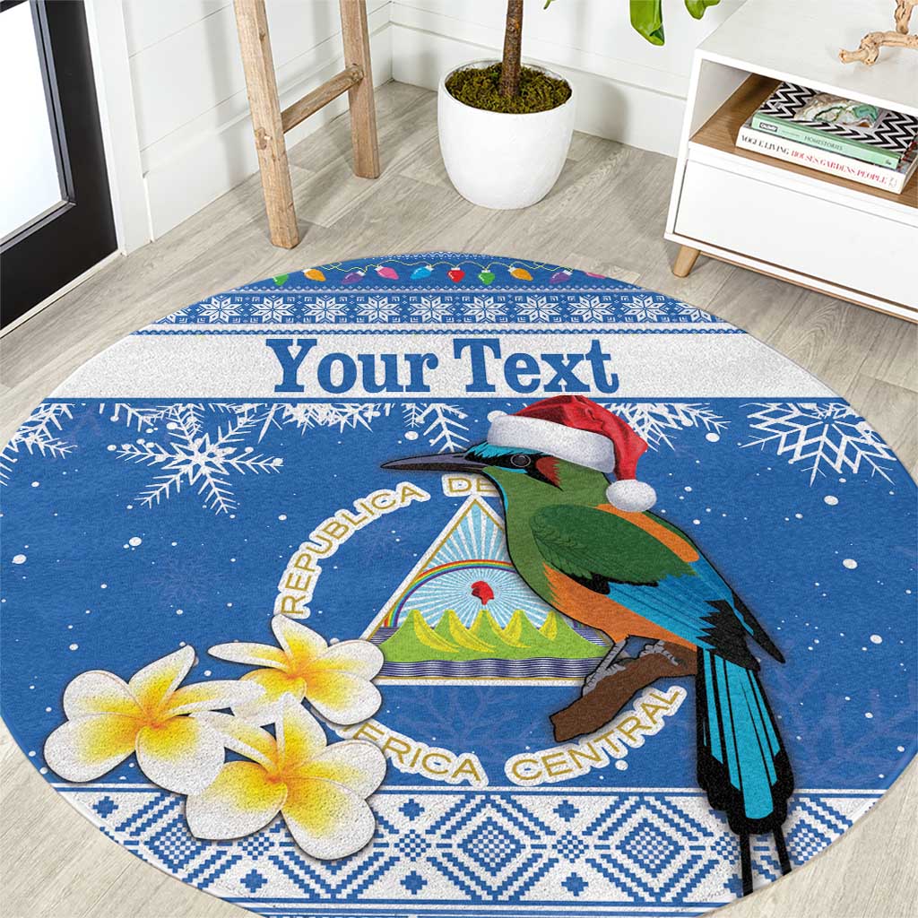 Personalized Nicaragua Christmas Round Carpet Turquoise-Browed Motmot With Coat Of Arms