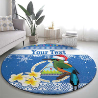 Personalized Nicaragua Christmas Round Carpet Turquoise-Browed Motmot With Coat Of Arms