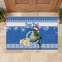Personalized Nicaragua Christmas Rubber Doormat Turquoise-Browed Motmot With Coat Of Arms - Wonder Print Shop