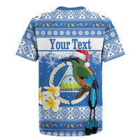 Personalized Nicaragua Christmas Rugby Jersey Turquoise-Browed Motmot With Coat Of Arms - Wonder Print Shop