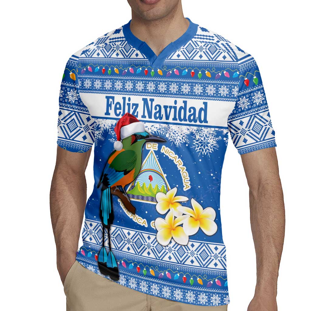 Personalized Nicaragua Christmas Rugby Jersey Turquoise-Browed Motmot With Coat Of Arms - Wonder Print Shop