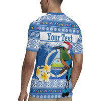 Personalized Nicaragua Christmas Rugby Jersey Turquoise-Browed Motmot With Coat Of Arms - Wonder Print Shop