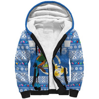 Personalized Nicaragua Christmas Sherpa Hoodie Turquoise-Browed Motmot With Coat Of Arms - Wonder Print Shop