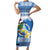 Personalized Nicaragua Christmas Short Sleeve Bodycon Dress Turquoise-Browed Motmot With Coat Of Arms - Wonder Print Shop