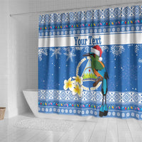 Personalized Nicaragua Christmas Shower Curtain Turquoise-Browed Motmot With Coat Of Arms