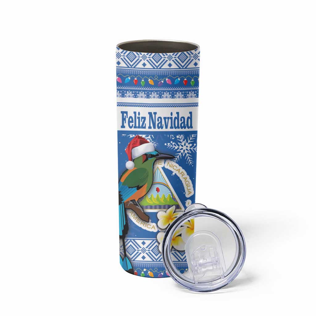 Personalized Nicaragua Christmas Skinny Tumbler Turquoise-Browed Motmot With Coat Of Arms - Wonder Print Shop