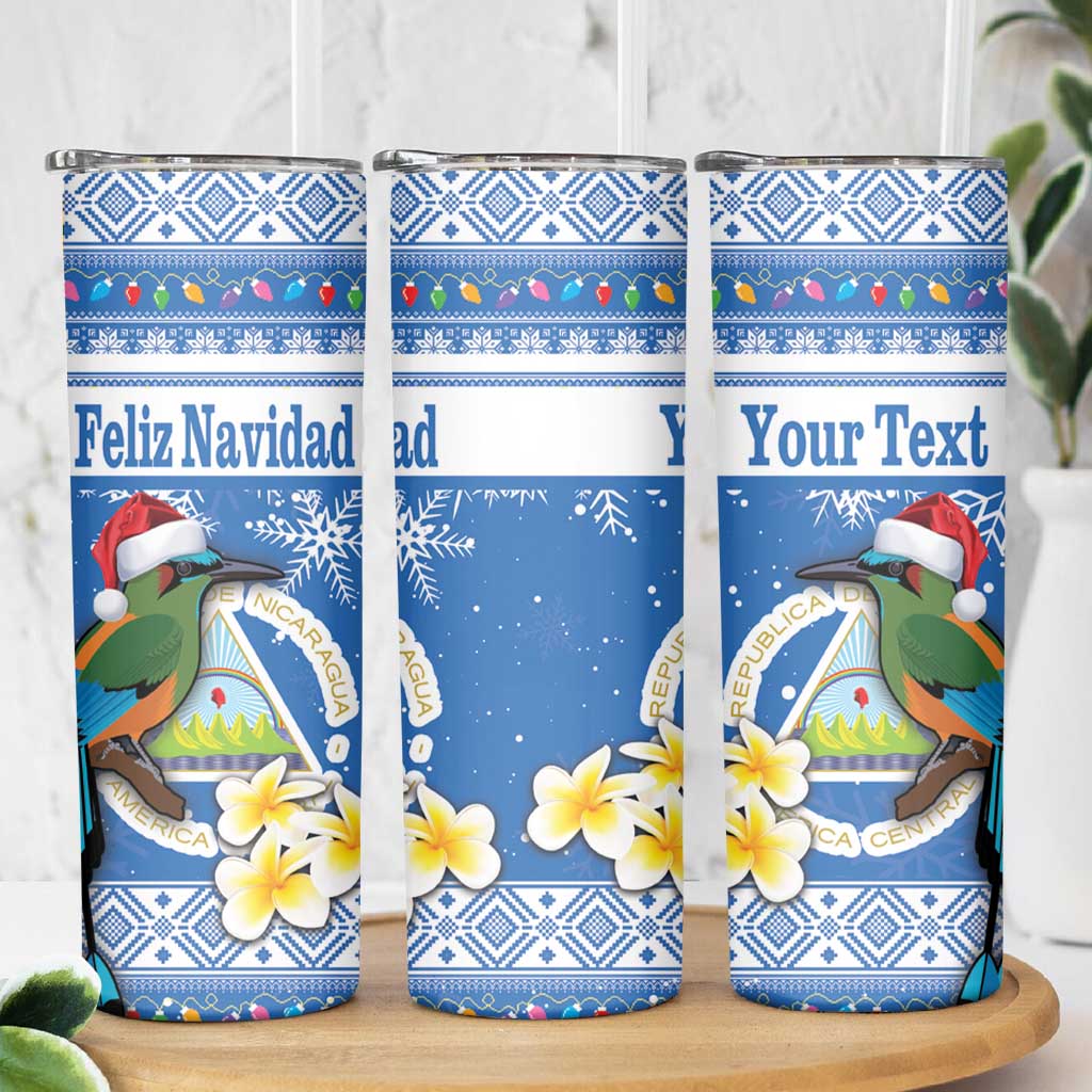 Personalized Nicaragua Christmas Skinny Tumbler Turquoise-Browed Motmot With Coat Of Arms - Wonder Print Shop