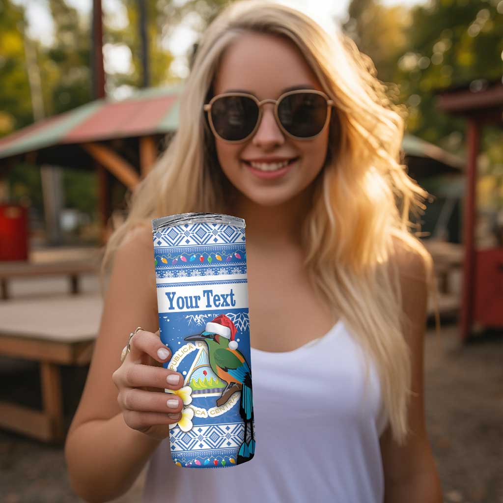 Personalized Nicaragua Christmas Skinny Tumbler Turquoise-Browed Motmot With Coat Of Arms - Wonder Print Shop