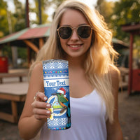 Personalized Nicaragua Christmas Skinny Tumbler Turquoise-Browed Motmot With Coat Of Arms - Wonder Print Shop