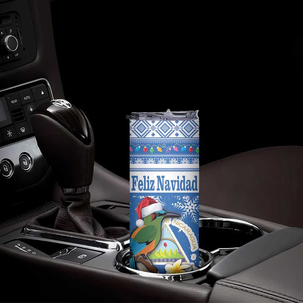 Personalized Nicaragua Christmas Skinny Tumbler Turquoise-Browed Motmot With Coat Of Arms - Wonder Print Shop
