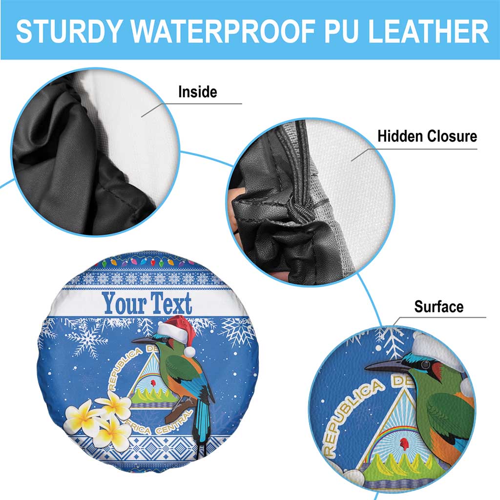 Personalized Nicaragua Christmas Spare Tire Cover Turquoise-Browed Motmot With Coat Of Arms - Wonder Print Shop