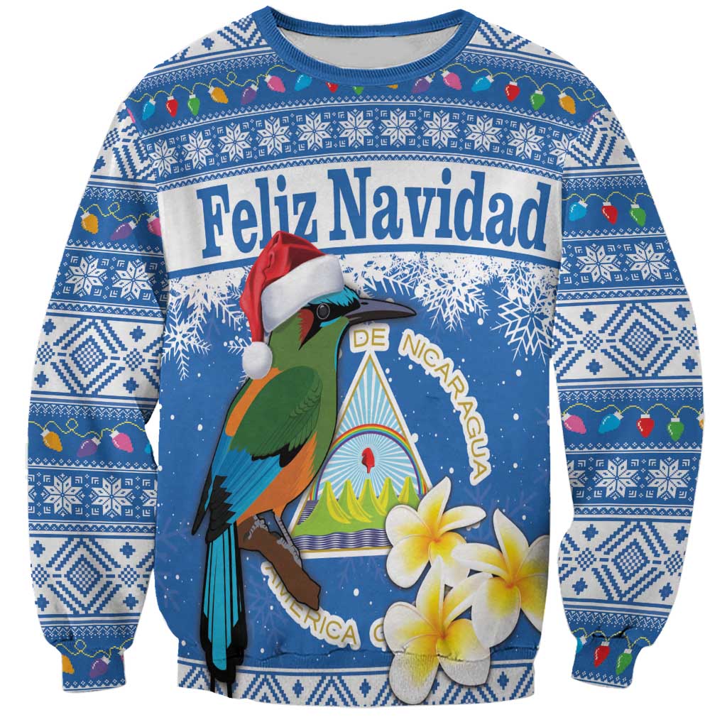 Personalized Nicaragua Christmas Sweatshirt Turquoise-Browed Motmot With Coat Of Arms - Wonder Print Shop