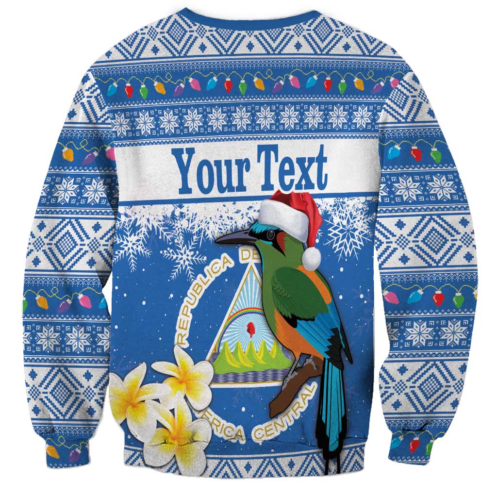 Personalized Nicaragua Christmas Sweatshirt Turquoise-Browed Motmot With Coat Of Arms - Wonder Print Shop