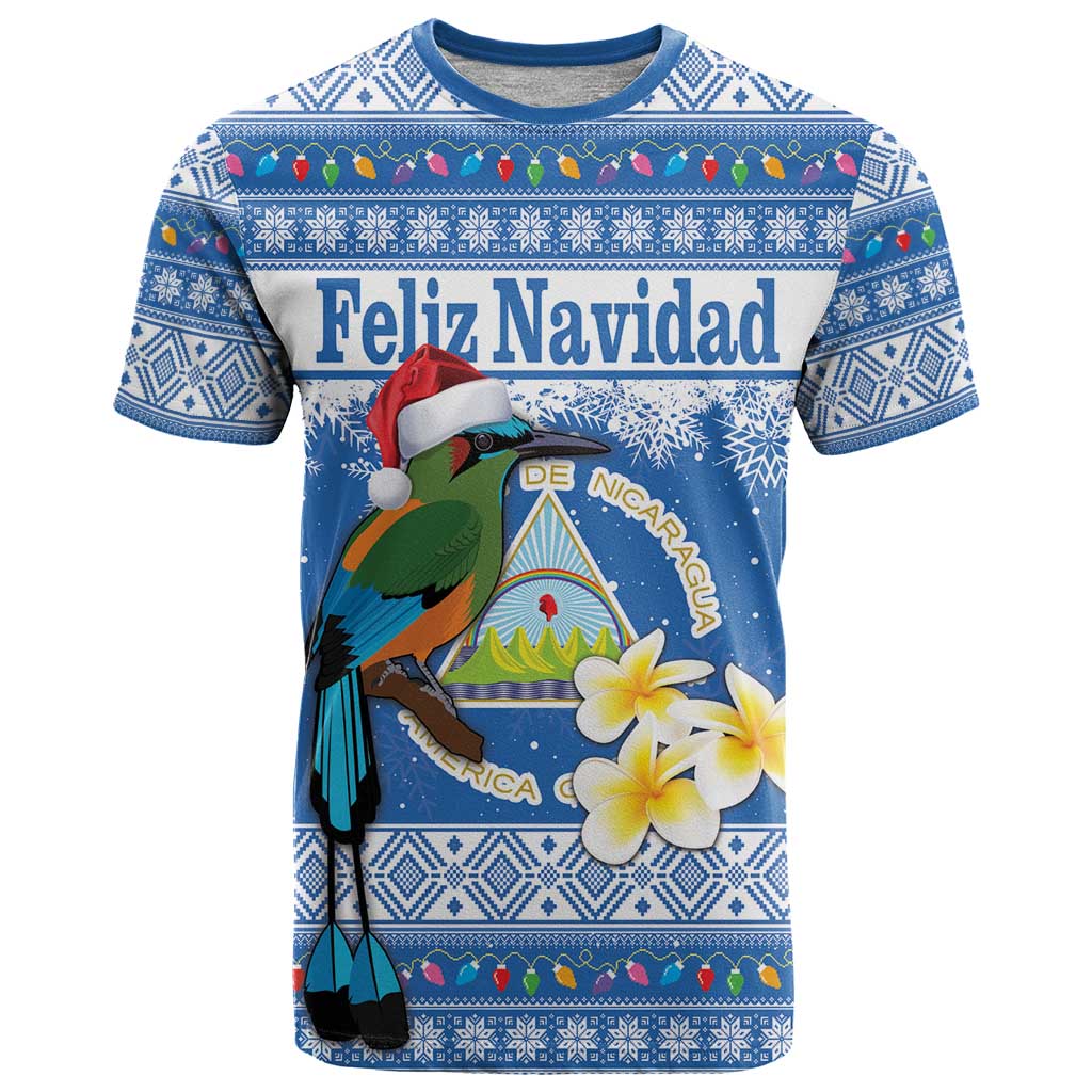 Personalized Nicaragua Christmas T Shirt Turquoise-Browed Motmot With Coat Of Arms - Wonder Print Shop