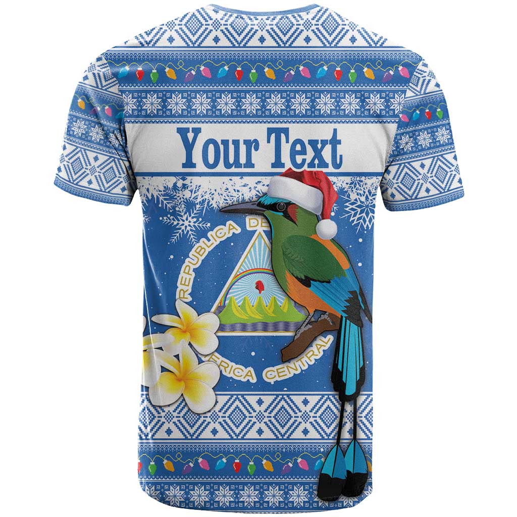 Personalized Nicaragua Christmas T Shirt Turquoise-Browed Motmot With Coat Of Arms - Wonder Print Shop