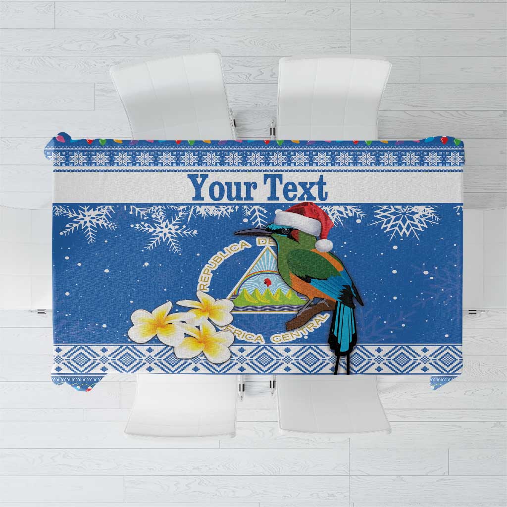Personalized Nicaragua Christmas Tablecloth Turquoise-Browed Motmot With Coat Of Arms - Wonder Print Shop