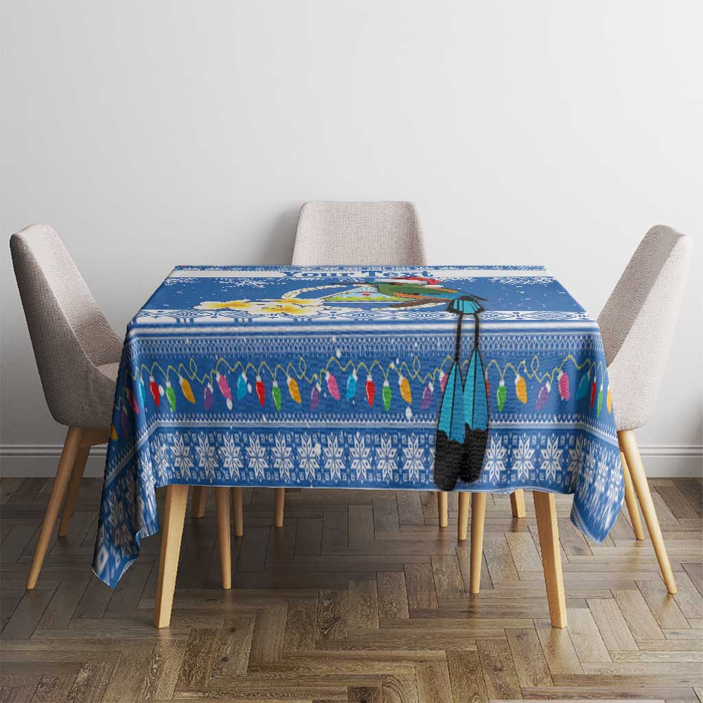 Personalized Nicaragua Christmas Tablecloth Turquoise-Browed Motmot With Coat Of Arms - Wonder Print Shop