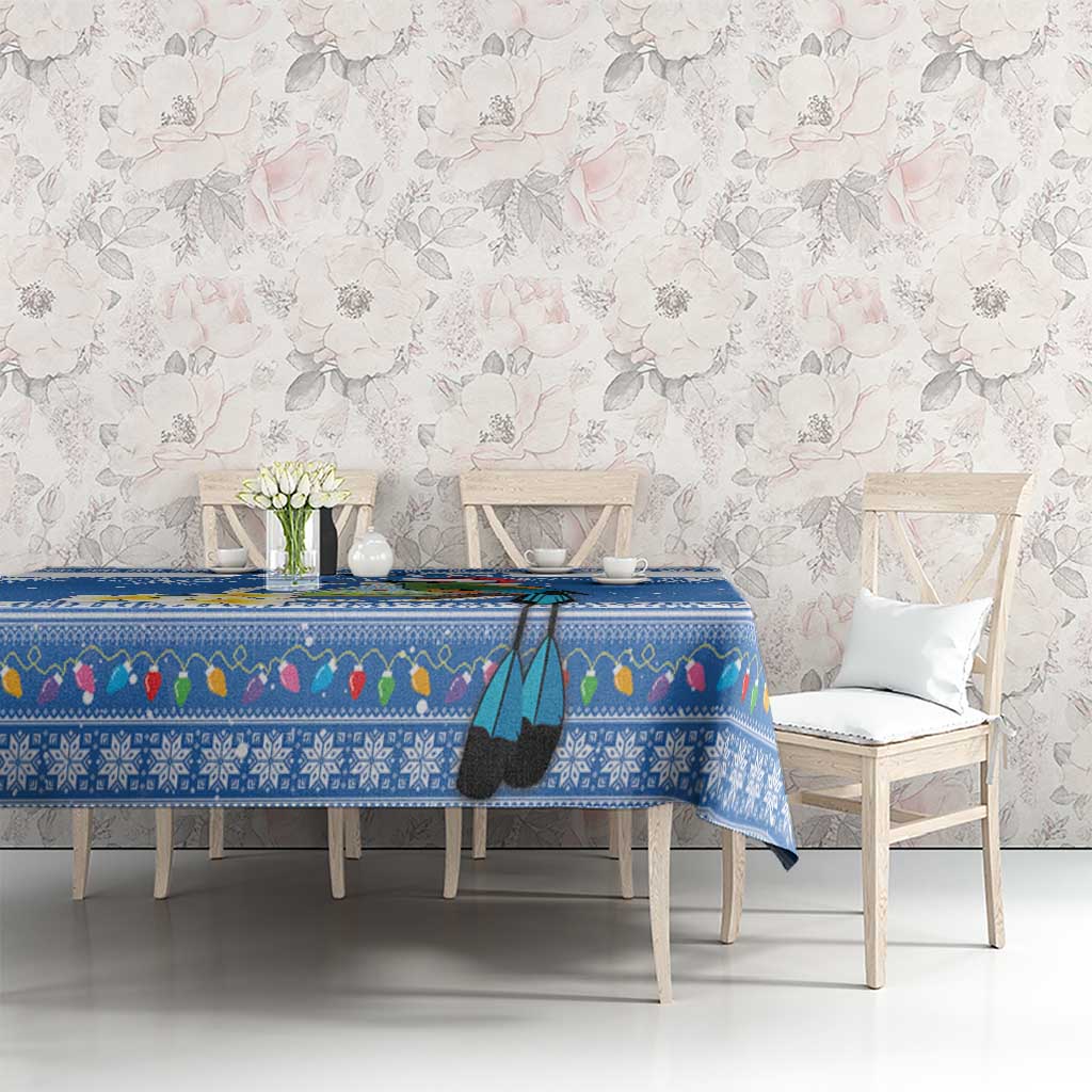 Personalized Nicaragua Christmas Tablecloth Turquoise-Browed Motmot With Coat Of Arms - Wonder Print Shop