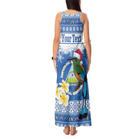 Personalized Nicaragua Christmas Tank Maxi Dress Turquoise-Browed Motmot With Coat Of Arms - Wonder Print Shop