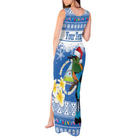 Personalized Nicaragua Christmas Tank Maxi Dress Turquoise-Browed Motmot With Coat Of Arms - Wonder Print Shop