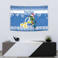 Personalized Nicaragua Christmas Tapestry Turquoise-Browed Motmot With Coat Of Arms - Wonder Print Shop