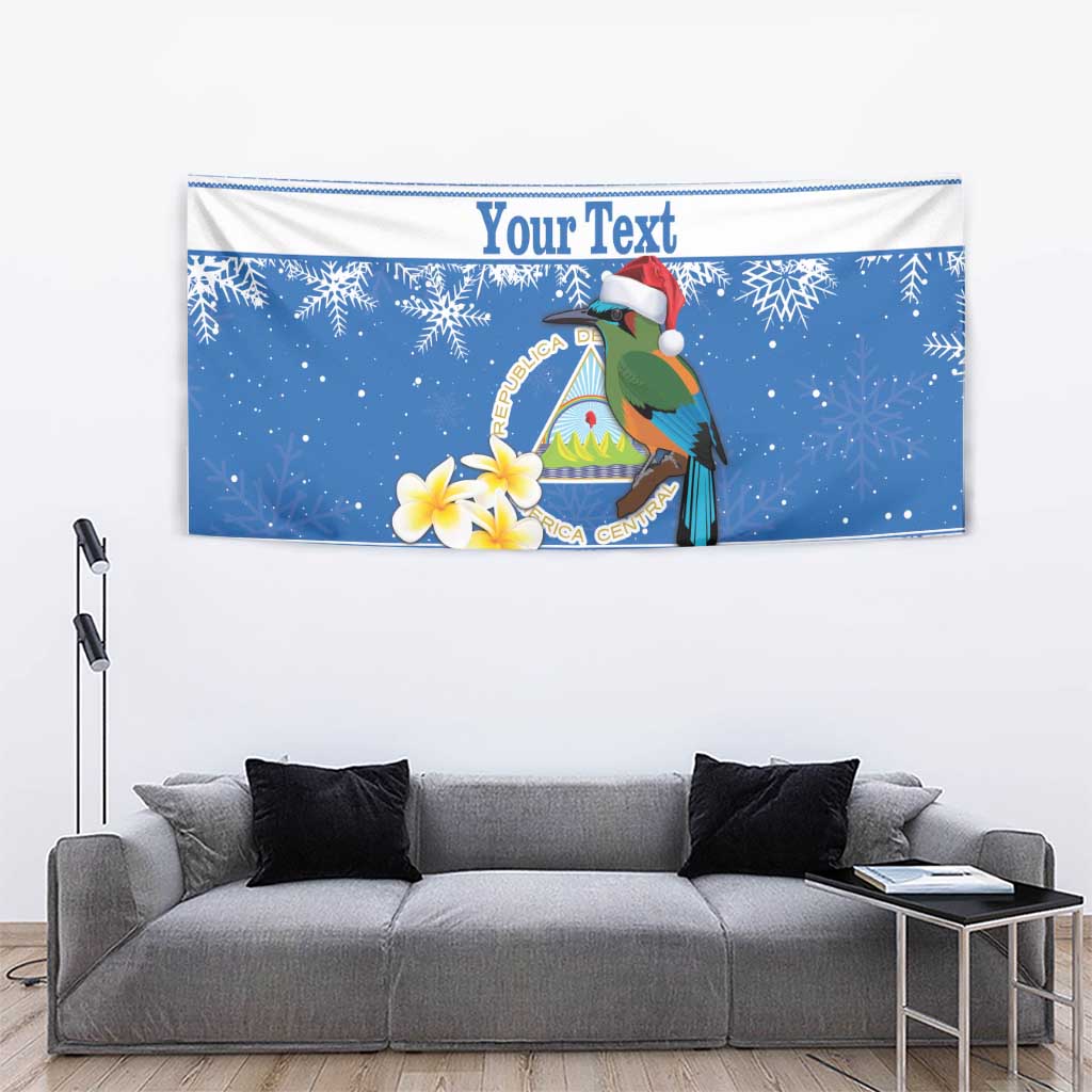 Personalized Nicaragua Christmas Tapestry Turquoise-Browed Motmot With Coat Of Arms - Wonder Print Shop