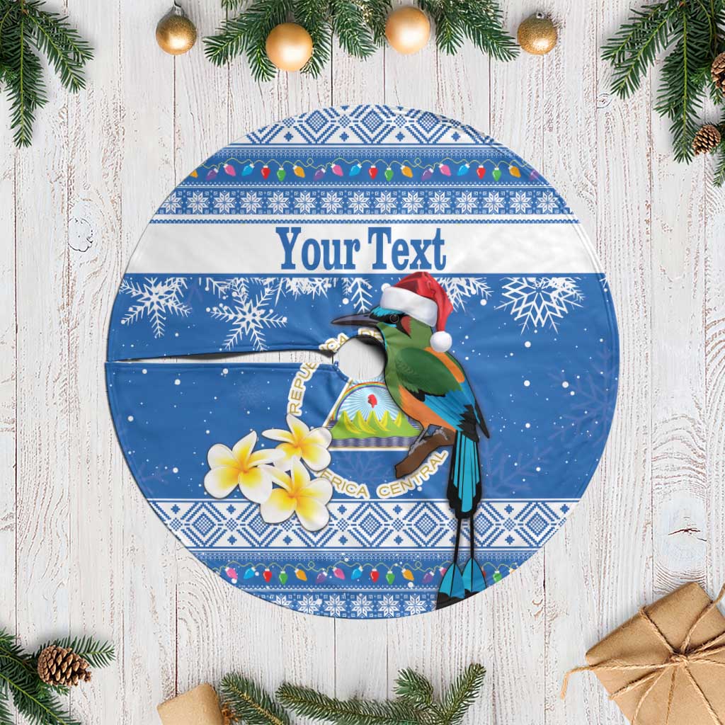 Personalized Nicaragua Christmas Tree Skirt Turquoise-Browed Motmot With Coat Of Arms - Wonder Print Shop