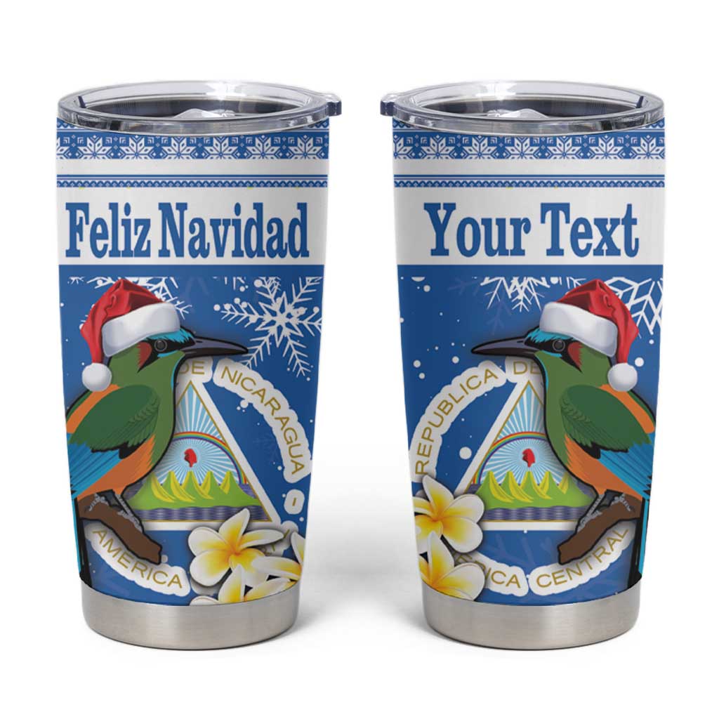 Personalized Nicaragua Christmas Tumbler Cup Turquoise-Browed Motmot With Coat Of Arms - Wonder Print Shop