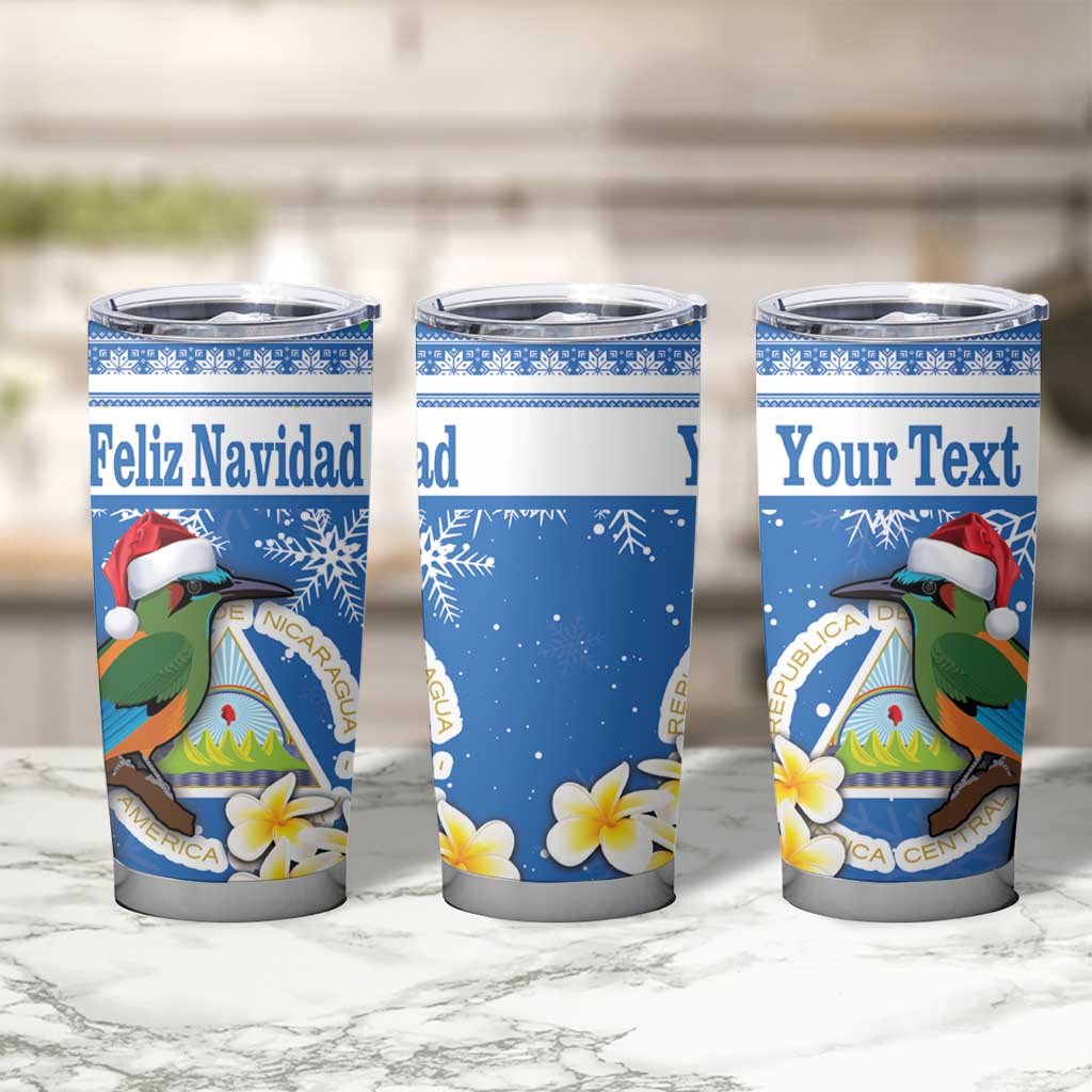 Personalized Nicaragua Christmas Tumbler Cup Turquoise-Browed Motmot With Coat Of Arms - Wonder Print Shop