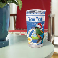 Personalized Nicaragua Christmas Tumbler Cup Turquoise-Browed Motmot With Coat Of Arms - Wonder Print Shop