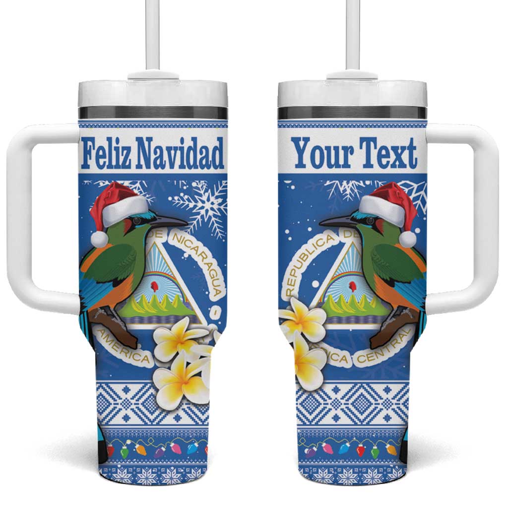 Personalized Nicaragua Christmas Tumbler With Handle Turquoise-Browed Motmot With Coat Of Arms - Wonder Print Shop