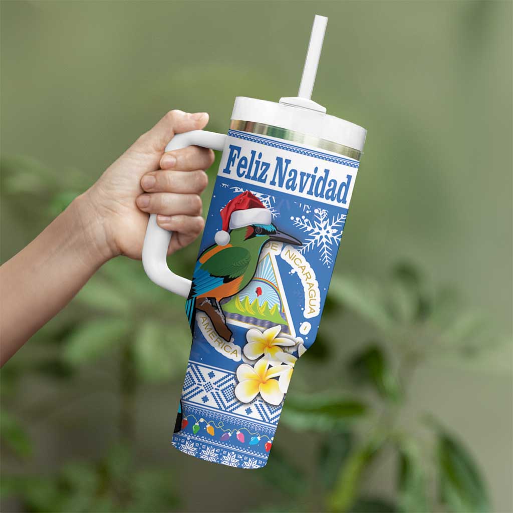 Personalized Nicaragua Christmas Tumbler With Handle Turquoise-Browed Motmot With Coat Of Arms - Wonder Print Shop