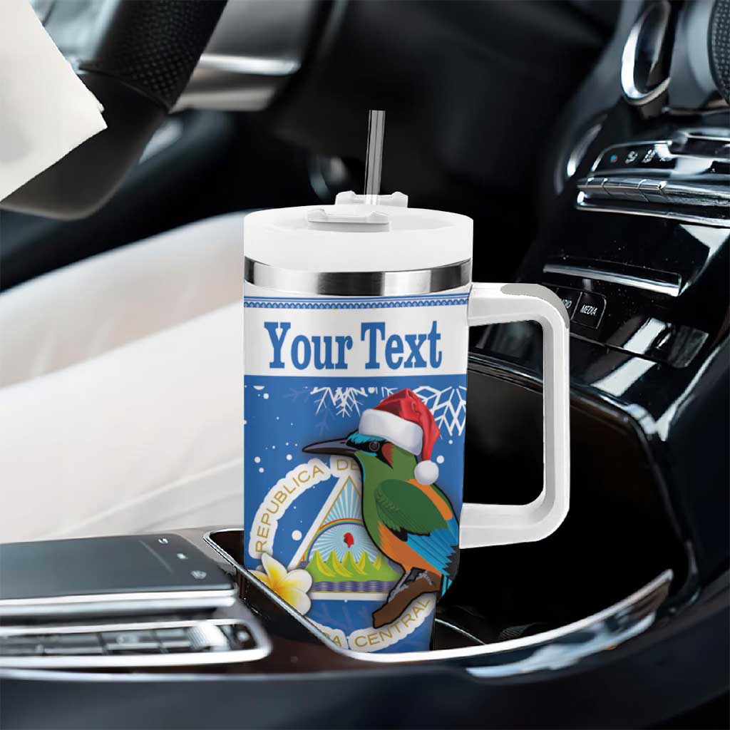 Personalized Nicaragua Christmas Tumbler With Handle Turquoise-Browed Motmot With Coat Of Arms - Wonder Print Shop