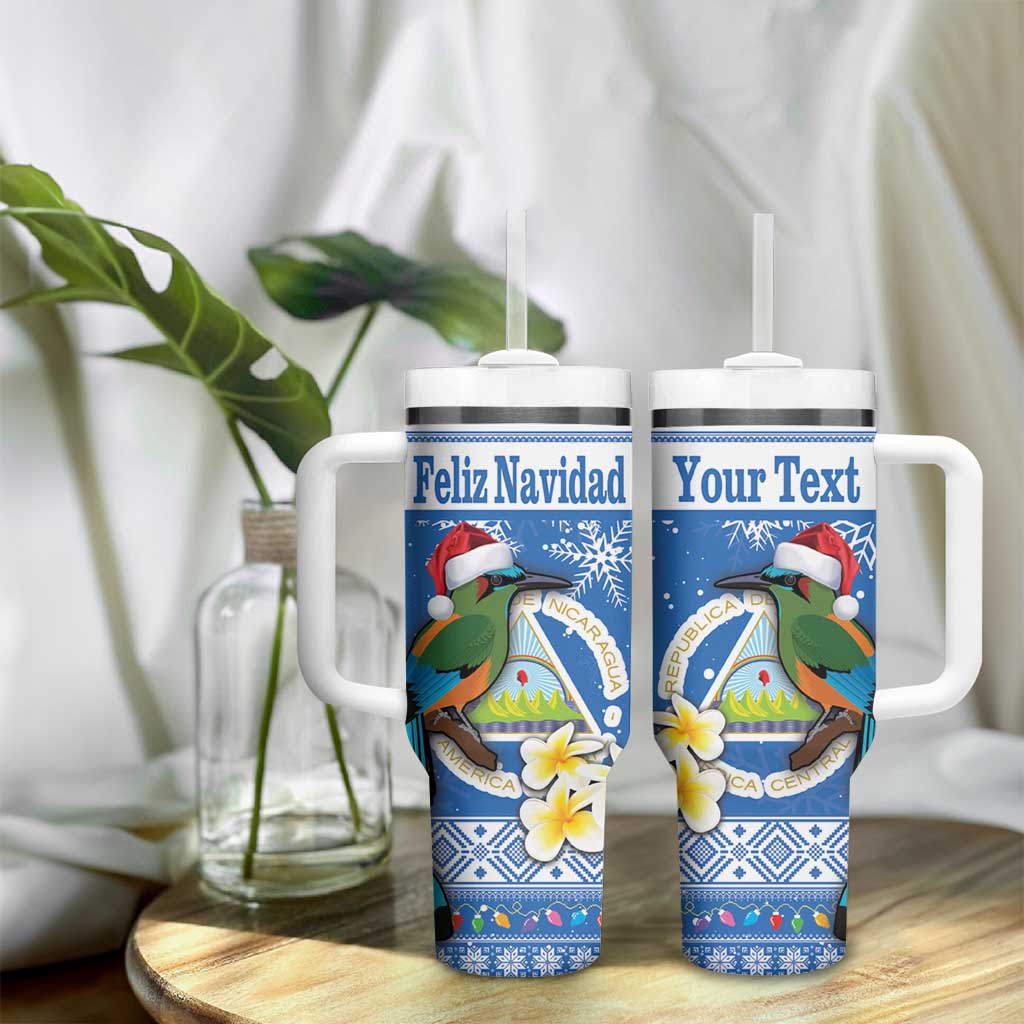 Personalized Nicaragua Christmas Tumbler With Handle Turquoise-Browed Motmot With Coat Of Arms - Wonder Print Shop