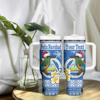 Personalized Nicaragua Christmas Tumbler With Handle Turquoise-Browed Motmot With Coat Of Arms - Wonder Print Shop