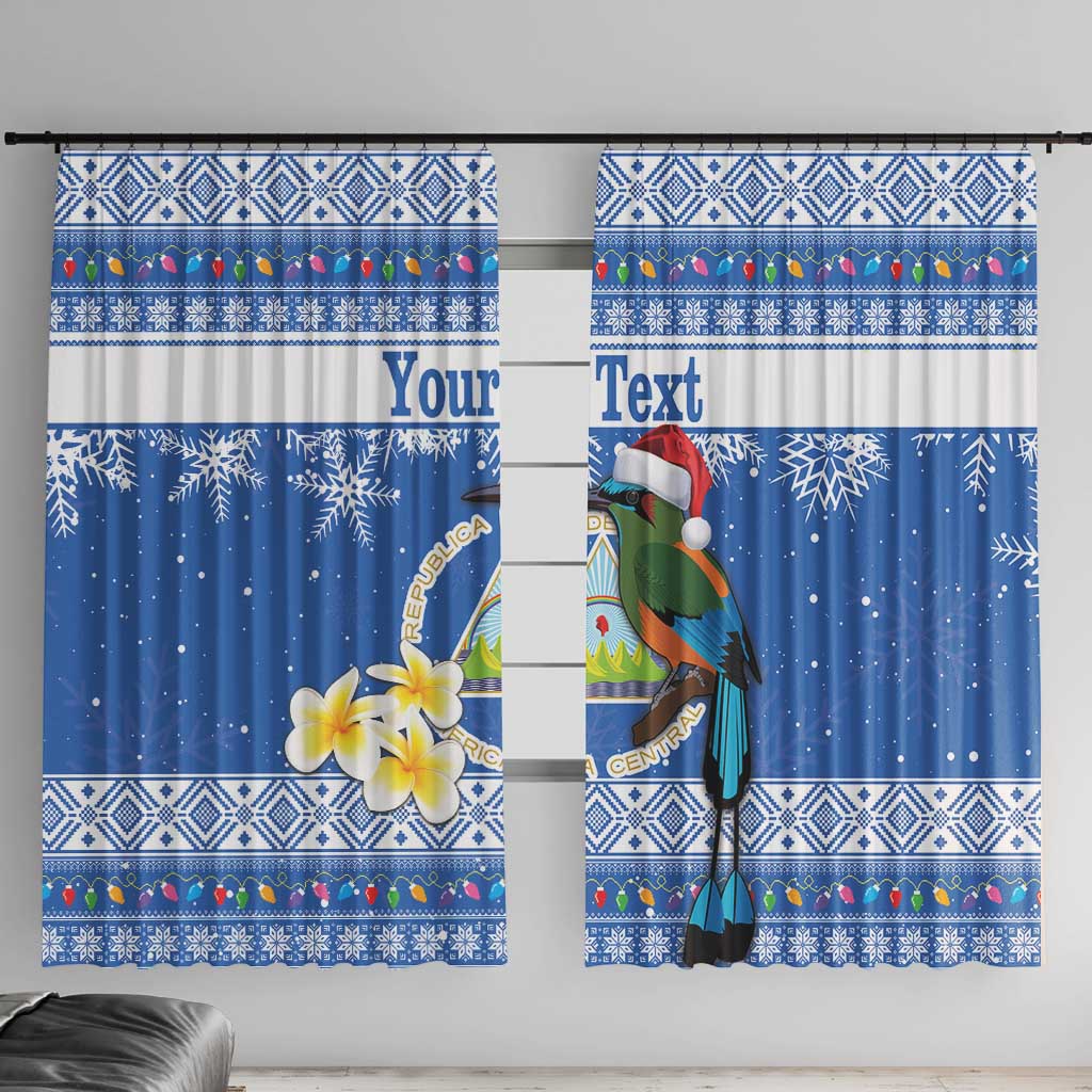 Personalized Nicaragua Christmas Window Curtain Turquoise-Browed Motmot With Coat Of Arms - Wonder Print Shop