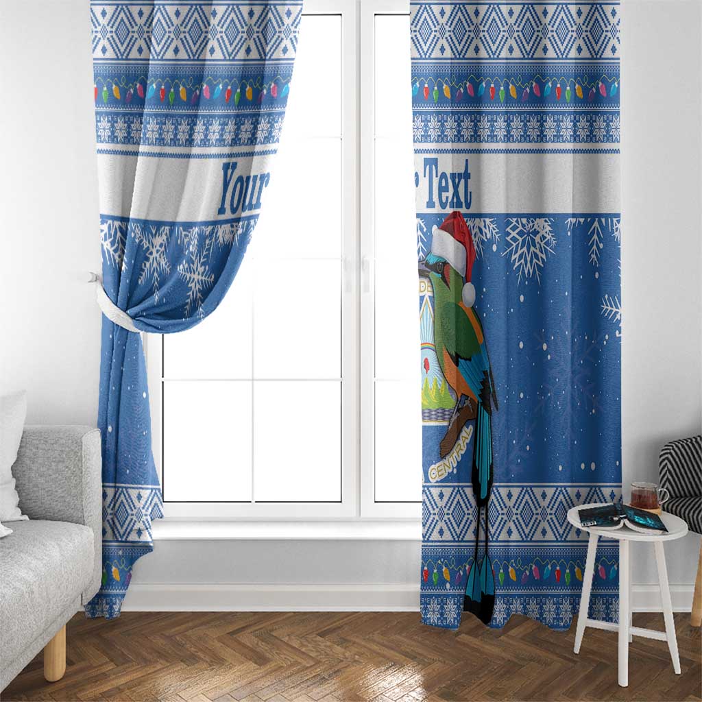 Personalized Nicaragua Christmas Window Curtain Turquoise-Browed Motmot With Coat Of Arms - Wonder Print Shop