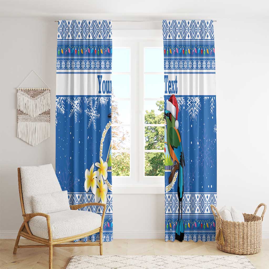 Personalized Nicaragua Christmas Window Curtain Turquoise-Browed Motmot With Coat Of Arms - Wonder Print Shop