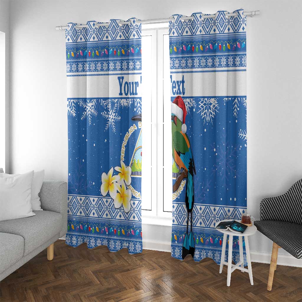 Personalized Nicaragua Christmas Window Curtain Turquoise-Browed Motmot With Coat Of Arms - Wonder Print Shop