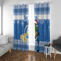 Personalized Nicaragua Christmas Window Curtain Turquoise-Browed Motmot With Coat Of Arms - Wonder Print Shop