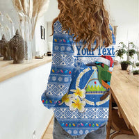 Personalized Nicaragua Christmas Women Casual Shirt Turquoise-Browed Motmot With Coat Of Arms - Wonder Print Shop