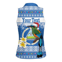 Personalized Nicaragua Christmas Women Sleeveless Polo Shirt Turquoise-Browed Motmot With Coat Of Arms - Wonder Print Shop
