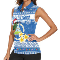 Personalized Nicaragua Christmas Women Sleeveless Polo Shirt Turquoise-Browed Motmot With Coat Of Arms - Wonder Print Shop
