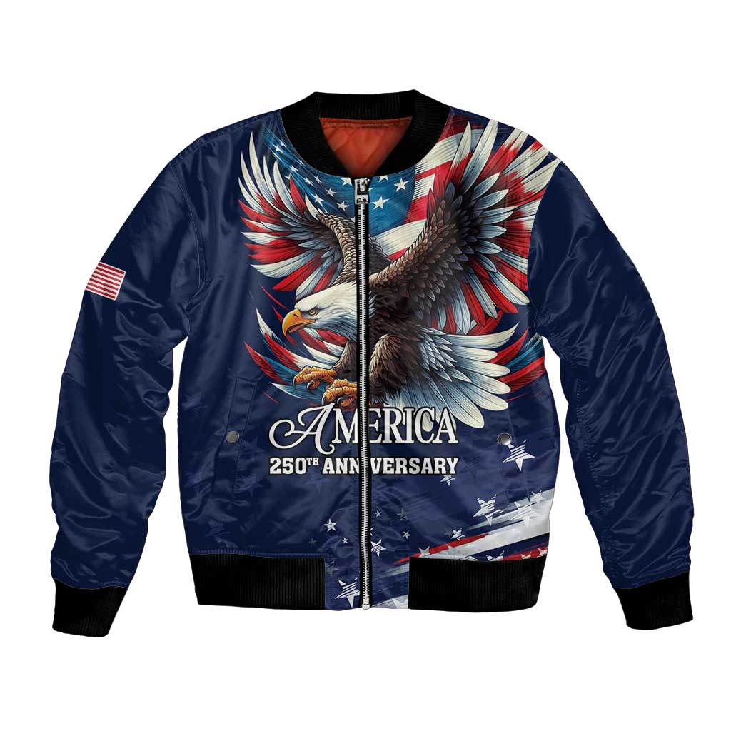 US Navy 250th Anniversary Bomber Jacket Proudly Served Veteran - Wonder Print Shop
