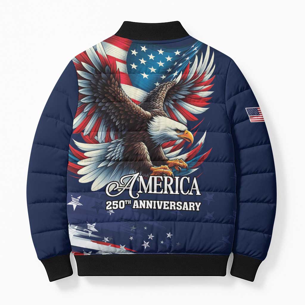 US Navy 250th Anniversary Bomber Puffer Jacket Proudly Served Veteran - Wonder Print Shop