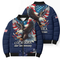 US Navy 250th Anniversary Bomber Puffer Jacket Proudly Served Veteran - Wonder Print Shop