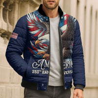 US Navy 250th Anniversary Bomber Puffer Jacket Proudly Served Veteran - Wonder Print Shop