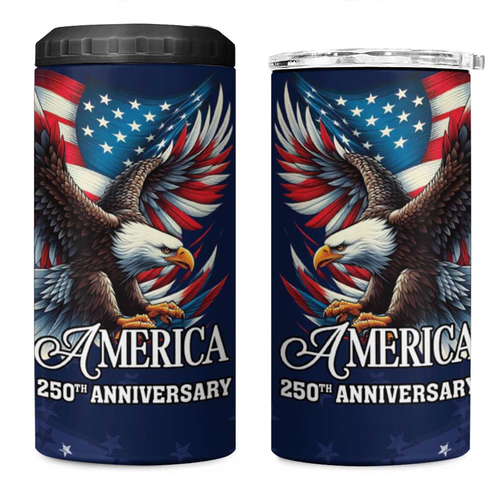 US Navy 250th Anniversary 4 in 1 Can Cooler Tumbler Proudly Served Veteran - Wonder Print Shop